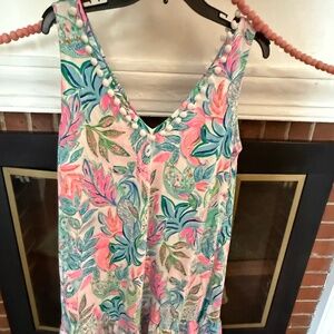 Lilly Pulitzer Floral Dress with Pom Pom Trim